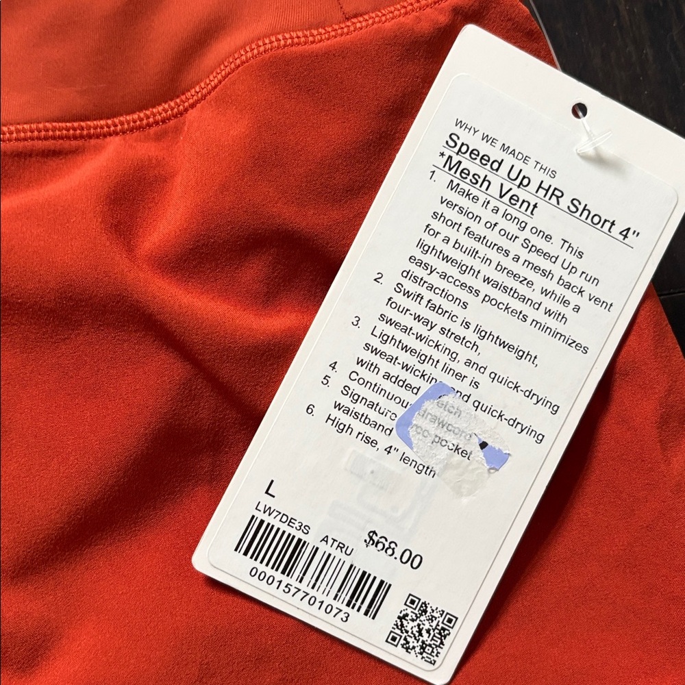 LULULEMON SPEED UP HR SHORTS 4”*MESH VENT IN AUTUM RUST SZ L NWT - Picture 10 of 11